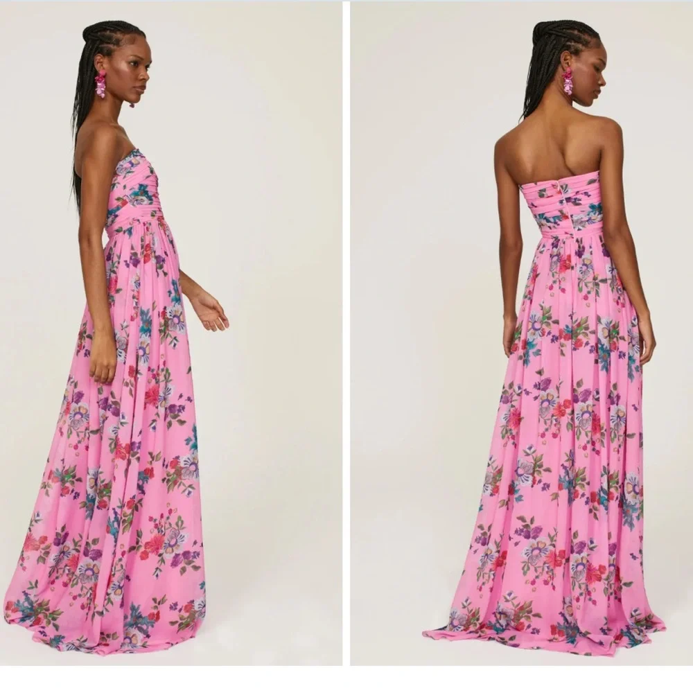 Sau Lee Camille Gown Strapless Pink Floral size 0 - Picture 3 of 7